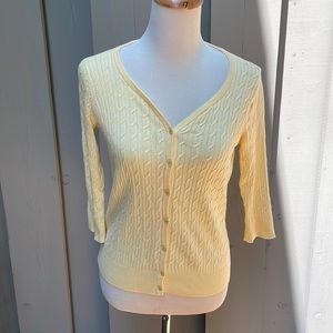 Talbots Petites Yellow Pima Cotton 3/4 Sleeve Sweater Sz PS
